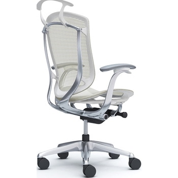 コンテッサセコンダ、固定肘、ハイバック、座メッシュ、ハンガー付、ランバー無、ホワイトB、ポリッシュ、脚ポリッシュ、ウレタン オカムラ(岡村製作所)