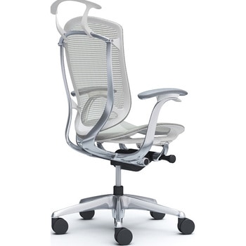 コンテッサセコンダ、固定肘、ハイバック、座メッシュ、ハンガー付、ランバー無、ホワイトB、ポリッシュ、脚ポリッシュ、ウレタン オカムラ(岡村製作所)