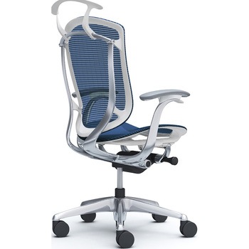 コンテッサセコンダ、固定肘、ハイバック、座メッシュ、ハンガー付、ランバー無、ホワイトB、ポリッシュ、脚ポリッシュ、ウレタン オカムラ(岡村製作所)