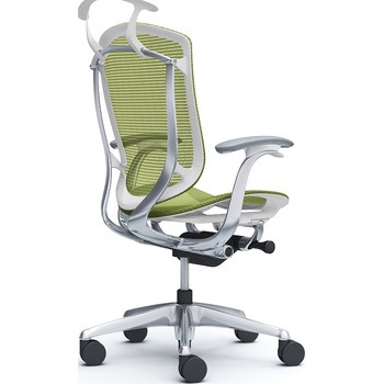 コンテッサセコンダ、固定肘、ハイバック、座メッシュ、ハンガー付、ランバー無、ホワイトB、ポリッシュ、脚ポリッシュ、ウレタン オカムラ(岡村製作所)