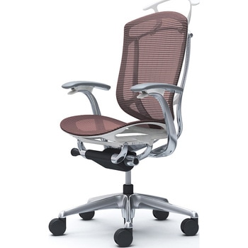 コンテッサセコンダ、固定肘、ハイバック、座メッシュ、ハンガー付、ランバー無、ホワイトB、ポリッシュ、脚ポリッシュ、ウレタン オカムラ(岡村製作所)