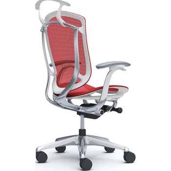 コンテッサセコンダ、固定肘、ハイバック、座メッシュ、ハンガー付、ランバー無、ホワイトB、ポリッシュ、脚ポリッシュ、ウレタン オカムラ(岡村製作所)