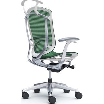 コンテッサセコンダ、固定肘、ハイバック、座メッシュ、ハンガー付、ランバー無、ホワイトB、ポリッシュ、脚ポリッシュ、ウレタン オカムラ(岡村製作所)