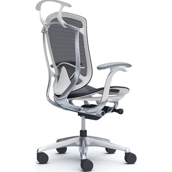 コンテッサセコンダ、固定肘、ハイバック、座メッシュ、ハンガー付、ランバー付、ホワイトB、ポリッシュ、脚ポリッシュ、ウレタン - オカムラ(岡村製作所)