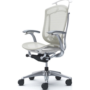 コンテッサセコンダ、固定肘、ハイバック、座メッシュ、ハンガー付、ランバー付、ホワイトB、ポリッシュ、脚ポリッシュ、ウレタン - オカムラ(岡村製作所)