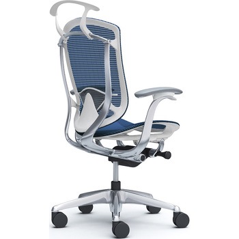 コンテッサセコンダ、固定肘、ハイバック、座メッシュ、ハンガー付、ランバー付、ホワイトB、ポリッシュ、脚ポリッシュ、ウレタン - オカムラ(岡村製作所)