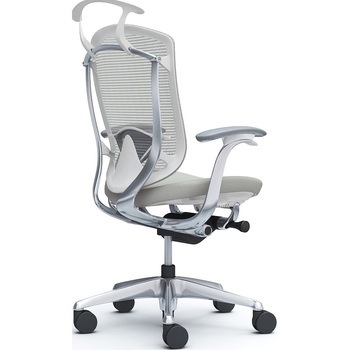 コンテッサセコンダ、固定肘、ハイバック、座クッション、ハンガー付、ランバー付、ホワイトB、ポリッシュ、脚ポリッシュ、ウレタン オカムラ(岡村製作所)