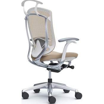 コンテッサセコンダ、固定肘、ハイバック、座クッション、ハンガー付、ランバー付、ホワイトB、ポリッシュ、脚ポリッシュ、ウレタン オカムラ(岡村製作所)