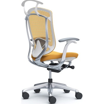 コンテッサセコンダ、固定肘、ハイバック、座クッション、ハンガー付、ランバー付、ホワイトB、ポリッシュ、脚ポリッシュ、ウレタン オカムラ(岡村製作所)