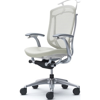 コンテッサセコンダ、固定肘、ハイバック、座革、ハンガー付、ランバー無、ホワイトB、ポリッシュ、脚ポリッシュ、ウレタン オカムラ(岡村製作所)