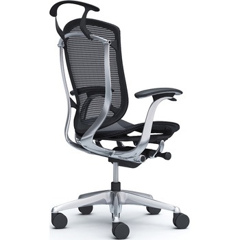 コンテッサセコンダ，固定肘，座メッシュ，ハイバック5本脚，ポリッシュ，ブラック，ランバー無ハンガー付 オカムラ(岡村製作所)