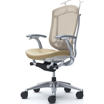 コンテッサセコンダ、固定肘、ハイバック、座革、ハンガー付、ランバー付、ホワイトB、ポリッシュ、脚ポリッシュ、ウレタン - オカムラ(岡村製作所)