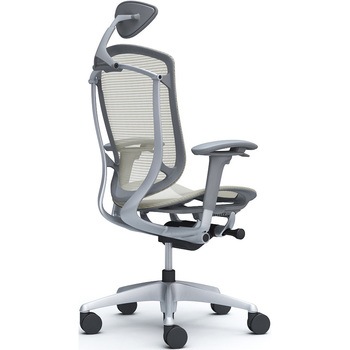 コンテッサセコンダ、可動肘、可動ヘッド、座メッシュ、ハンガー無、ランバー無、グレーB、シルバー、脚シルバー、ウレタン オカムラ(岡村製作所)