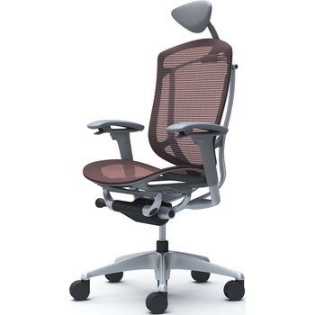 コンテッサセコンダ、可動肘、可動ヘッド、座メッシュ、ハンガー無、ランバー無、グレーB、シルバー、脚シルバー、ウレタン オカムラ(岡村製作所)
