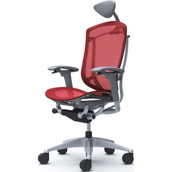 コンテッサセコンダ、可動肘、可動ヘッド、座メッシュ、ハンガー無、ランバー無、グレーB、シルバー、脚シルバー、ウレタン オカムラ(岡村製作所)