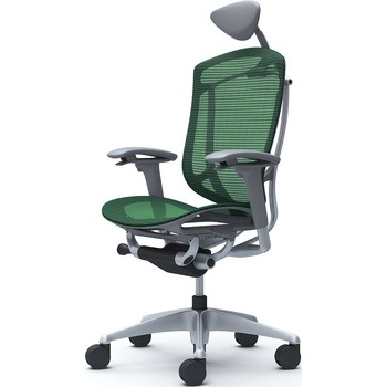 コンテッサセコンダ、可動肘、可動ヘッド、座メッシュ、ハンガー無、ランバー無、グレーB、シルバー、脚シルバー、ウレタン オカムラ(岡村製作所)