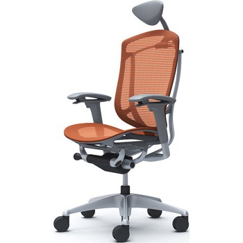 コンテッサセコンダ、可動肘、可動ヘッド、座メッシュ、ハンガー無、ランバー無、グレーB、シルバー、脚シルバー、ウレタン オカムラ(岡村製作所)