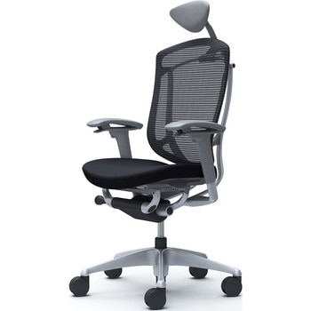 コンテッサセコンダ、可動肘、可動ヘッド、座クッション、ハンガー無、ランバー無、グレーB、シルバー、脚シルバー、ウレタン オカムラ(岡村製作所)