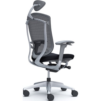 コンテッサセコンダ、可動肘、可動ヘッド、座クッション、ハンガー無、ランバー無、グレーB、シルバー、脚シルバー、ウレタン オカムラ(岡村製作所)