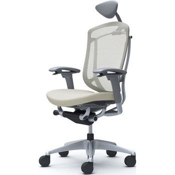 コンテッサセコンダ、可動肘、可動ヘッド、座クッション、ハンガー無、ランバー無、グレーB、シルバー、脚シルバー、ウレタン オカムラ(岡村製作所)