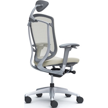 コンテッサセコンダ、可動肘、可動ヘッド、座クッション、ハンガー無、ランバー無、グレーB、シルバー、脚シルバー、ウレタン オカムラ(岡村製作所)