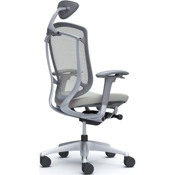 コンテッサセコンダ、可動肘、可動ヘッド、座クッション、ハンガー無、ランバー無、グレーB、シルバー、脚シルバー、ウレタン オカムラ(岡村製作所)