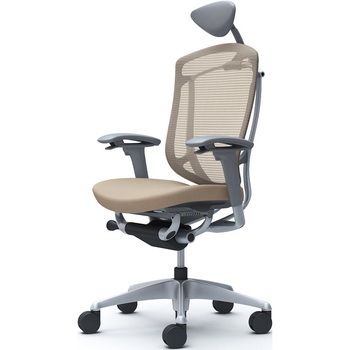 コンテッサセコンダ、可動肘、可動ヘッド、座クッション、ハンガー無、ランバー無、グレーB、シルバー、脚シルバー、ウレタン オカムラ(岡村製作所)