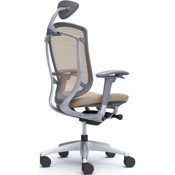 コンテッサセコンダ、可動肘、可動ヘッド、座クッション、ハンガー無、ランバー無、グレーB、シルバー、脚シルバー、ウレタン オカムラ(岡村製作所)