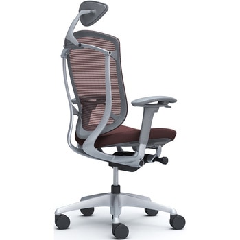 コンテッサセコンダ、可動肘、可動ヘッド、座クッション、ハンガー無、ランバー無、グレーB、シルバー、脚シルバー、ウレタン オカムラ(岡村製作所)