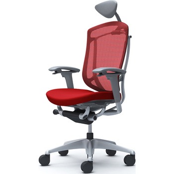 コンテッサセコンダ、可動肘、可動ヘッド、座クッション、ハンガー無、ランバー無、グレーB、シルバー、脚シルバー、ウレタン オカムラ(岡村製作所)