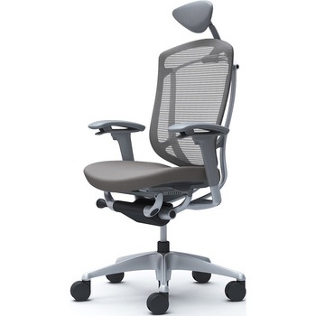 コンテッサセコンダ、可動肘、可動ヘッド、座クッション、ハンガー無、ランバー無、グレーB、シルバー、脚シルバー、ウレタン オカムラ(岡村製作所)