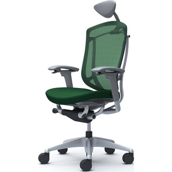 コンテッサセコンダ、可動肘、可動ヘッド、座クッション、ハンガー無、ランバー無、グレーB、シルバー、脚シルバー、ウレタン オカムラ(岡村製作所)