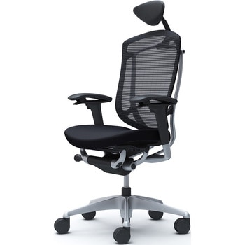 コンテッサセコンダ、可動肘、可動ヘッド、座クッション、ハンガー無、ランバー無、ブラックB、シルバー、脚シルバー、ウレタン オカムラ(岡村製作所)