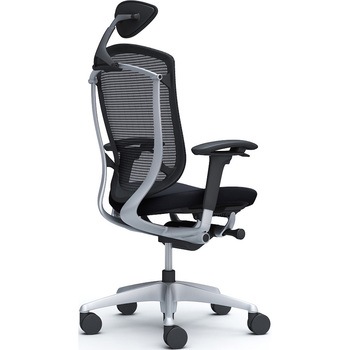 コンテッサセコンダ、可動肘、可動ヘッド、座クッション、ハンガー無、ランバー無、ブラックB、シルバー、脚シルバー、ウレタン オカムラ(岡村製作所)