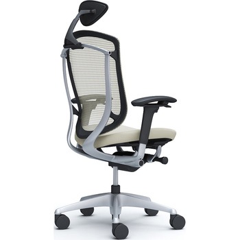 コンテッサセコンダ、可動肘、可動ヘッド、座クッション、ハンガー無、ランバー無、ブラックB、シルバー、脚シルバー、ウレタン オカムラ(岡村製作所)