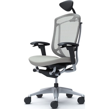 コンテッサセコンダ、可動肘、可動ヘッド、座クッション、ハンガー無、ランバー無、ブラックB、シルバー、脚シルバー、ウレタン オカムラ(岡村製作所)