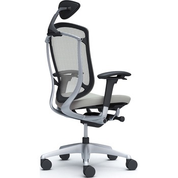 コンテッサセコンダ、可動肘、可動ヘッド、座クッション、ハンガー無、ランバー無、ブラックB、シルバー、脚シルバー、ウレタン オカムラ(岡村製作所)