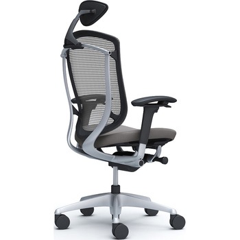 コンテッサセコンダ、可動肘、可動ヘッド、座クッション、ハンガー無、ランバー無、ブラックB、シルバー、脚シルバー、ウレタン オカムラ(岡村製作所)