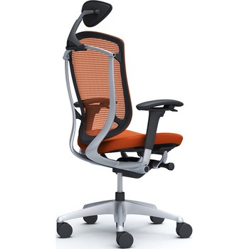 コンテッサセコンダ、可動肘、可動ヘッド、座クッション、ハンガー無、ランバー無、ブラックB、シルバー、脚シルバー、ウレタン オカムラ(岡村製作所)