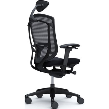 コンテッサセコンダ、可動肘、可動ヘッド、座クッション、ハンガー無、ランバー無、ブラックB、ブラック、脚ブラック、ウレタン オカムラ(岡村製作所)