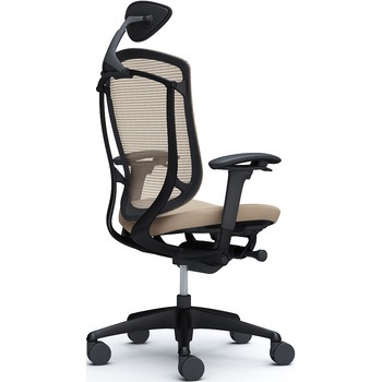 コンテッサセコンダ、可動肘、可動ヘッド、座クッション、ハンガー無、ランバー無、ブラックB、ブラック、脚ブラック、ウレタン オカムラ(岡村製作所)