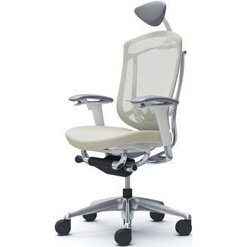 コンテッサセコンダ、可動肘、可動ヘッド、座クッション、ハンガー無、ランバー付、ホワイトB、ポリッシュ、脚ポリッシュ、ウレタン オカムラ(岡村製作所)