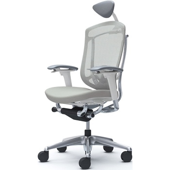 コンテッサセコンダ、可動肘、可動ヘッド、座クッション、ハンガー無、ランバー付、ホワイトB、ポリッシュ、脚ポリッシュ、ウレタン オカムラ(岡村製作所)