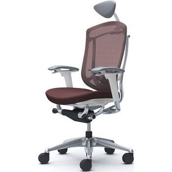 コンテッサセコンダ、可動肘、可動ヘッド、座クッション、ハンガー無、ランバー付、ホワイトB、ポリッシュ、脚ポリッシュ、ウレタン オカムラ(岡村製作所)