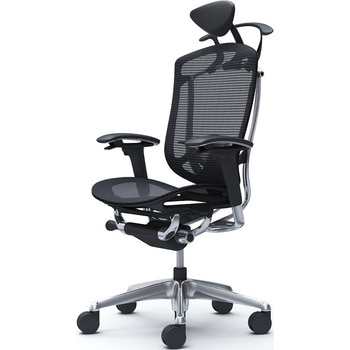 コンテッサセコンダ、可動肘、可動ヘッド、座メッシュ、ハンガー付、ランバー付、ブラックB、ポリッシュ、脚ポリッシュ、ウレタン オカムラ(岡村製作所)