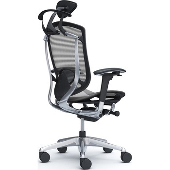 コンテッサセコンダ、可動肘、可動ヘッド、座メッシュ、ハンガー付、ランバー付、ブラックB、ポリッシュ、脚ポリッシュ、ウレタン オカムラ(岡村製作所)