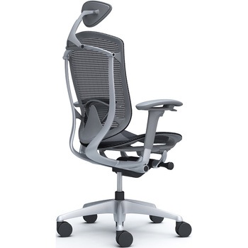 コンテッサセコンダ、可動肘、可動ヘッド、座メッシュ、ハンガー無、ランバー付、グレーB、シルバー、脚シルバー、ウレタン - オカムラ(岡村製作所)