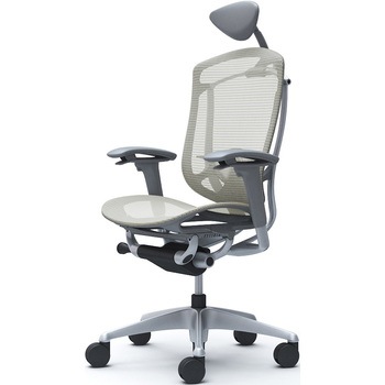 コンテッサセコンダ、可動肘、可動ヘッド、座メッシュ、ハンガー無、ランバー付、グレーB、シルバー、脚シルバー、ウレタン - オカムラ(岡村製作所)