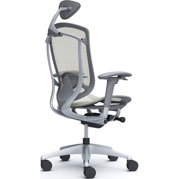 コンテッサセコンダ、可動肘、可動ヘッド、座メッシュ、ハンガー無、ランバー付、グレーB、シルバー、脚シルバー、ウレタン - オカムラ(岡村製作所)