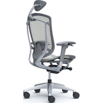 コンテッサセコンダ、可動肘、可動ヘッド、座メッシュ、ハンガー無、ランバー付、グレーB、シルバー、脚シルバー、ウレタン - オカムラ(岡村製作所)